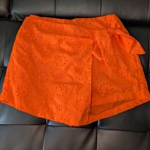 Orange Eyelet Wrap Skirt